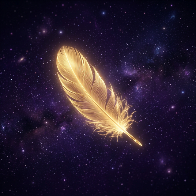 宇宙に舞い降りる光の羽根